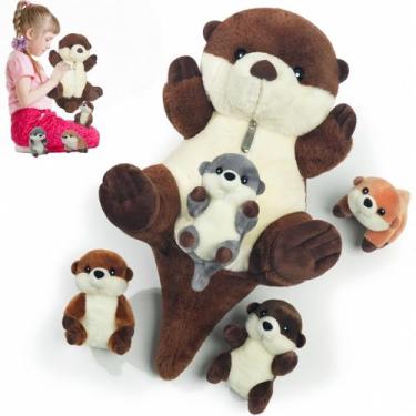 Imagem de Set de Peluches de Nutria Marina Youthfuljive 43 cm Mamá y 4 Bebés
