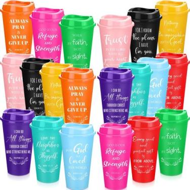 Imagem de Juego de 20 Vasos de Café Reutilizables de 16oz Skylety con Versículos
