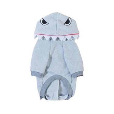 Imagem de Casaco quente com capuz para cães QWINEE Shark cinza XXL