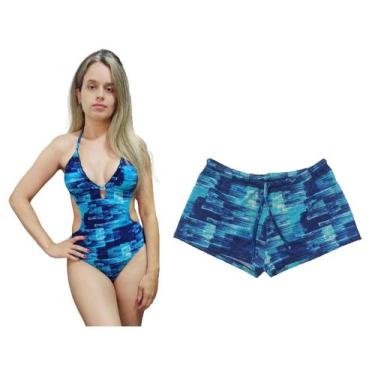 Imagem de Maiô engana mamãe ripple calcinha levanta bumbum bojo removível + shor