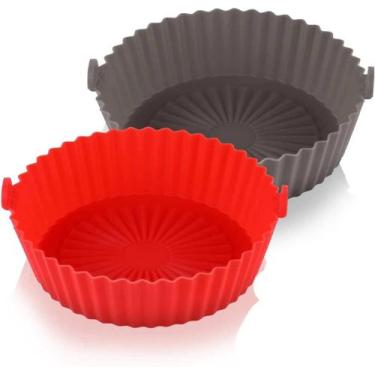 Imagem de Kit 2 Peças Forma de Silicone Fritadeira Air Fryer Cesta Redonda 20CM 