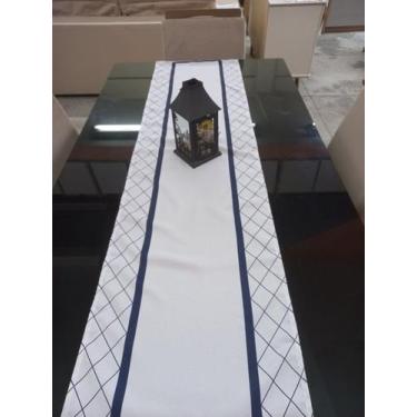 Imagem de Caminho de mesa 40 x 1,75 - faixa cinza + azul - DIAS DECOR