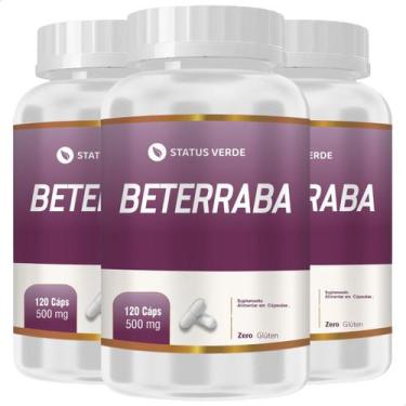 Imagem de 3 Potes Beterraba Pura Kit 360 Cápsulas - Suplemento Natural