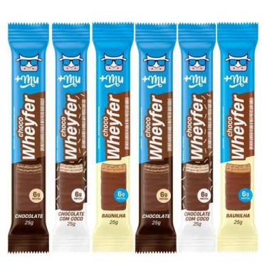 Imagem de Kit 6 choco wheyfer proteico chocolate crocante chocolate c coco bauni