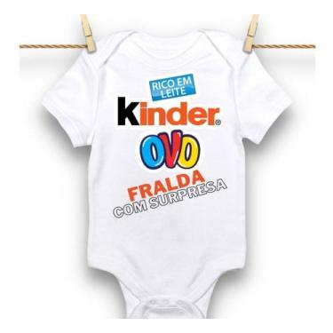 Imagem de Body Bebê Fralda Com Surpresa Kinder Temático Divertido - Borizinho Ba