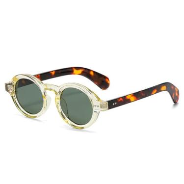 Imagem de Óculos de Sol Redondos Femininos com Rebites, Estilo Punk Masculino, UV400, Estampa de Leopardo, Ideais para Esportes ao Ar Livre, Corrida e Ciclismo, Cor Amarelo e Verde Escuro