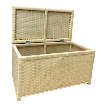 Imagem de Baú Cesta Caixa Organizadora de Fibra Sintética 70x40x40,Quarto, cozinha, varanda, banheiro(PALHA)