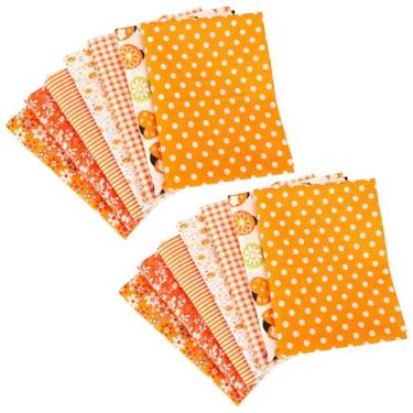 Imagem de ZJRDYYK 14 folhas de tecido patchwork de 50,8 x 50,8 cm, quadrados de tecido floral de algodão para costura e acolchoamento DIY (laranja)
