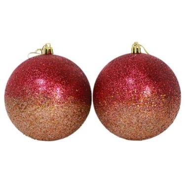 Imagem de Kit Bola Natalina Decorada 10cm Com 2 Unidades (14508) - I.R.C Ltda
