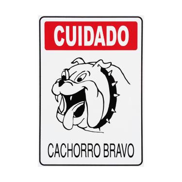 Imagem de Placa De Sinalização Cuidado Cachorro Bravo 20x30 Acesso - P-6 F9e
