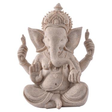 Imagem de Estátua de Ganesha, resina de arenito, 7,5x6x9,5cm, Deus hindu