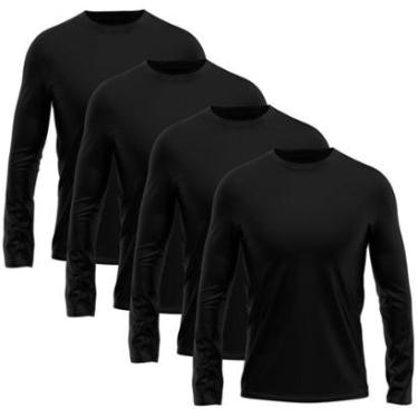 Imagem de Kit 4 Camisetas Masculina Manga Longa Dry Proteção Solar UV Segunda Pele Treino-Masculino