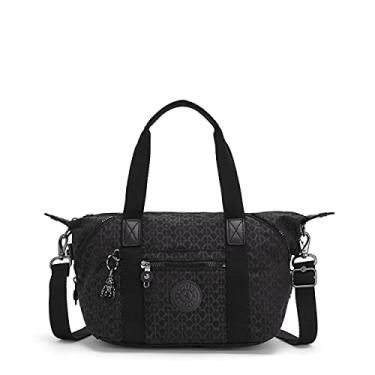 Imagem de Kipling Mini bolsa feminina artística, leve, pequena, bolsa de viagem de nylon, Assinatura Emb, 15.3''L x 7.8''H x 7.3''D
