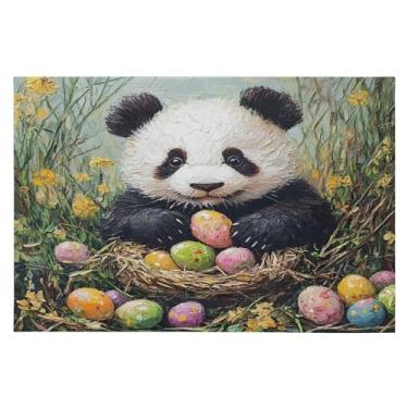 Imagem de Tapete de área 60 x 90 cm, macio, lavável, antiderrapante, com suporte de borracha, panda, panda, para sala de estar, quarto, decoração de casa