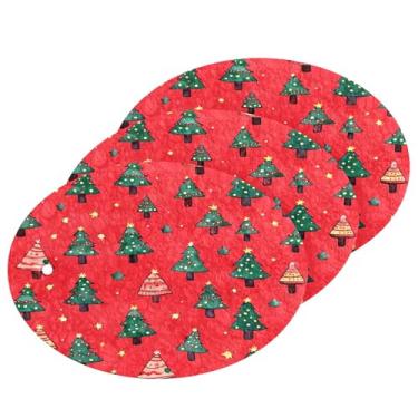 Imagem de CEBUGI Esponjas de limpeza que não arranham, pacote com 3 esponjas de cozinha para lavar pratos, suprimentos de limpeza para cozinha, banheiro doméstico (árvore de Natal em aquarela)