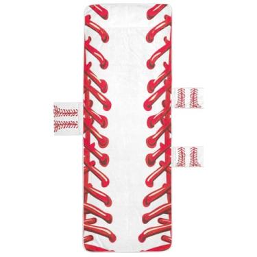 Imagem de STAYTOP Capa de toalha de espreguiçadeira com listras de beisebol, capa de espreguiçadeira macia, capas de cadeira de praia com bolsos para jardim ao ar livre, pátio, pátio, banhos de sol, gramado