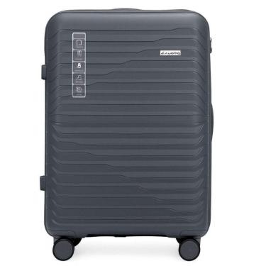 Imagem de Mala Grande 32kg Viagem Em Polipropileno Anti Impacto Zíper Anti Furto Rodas 360º - Portland - Allabard Grafite