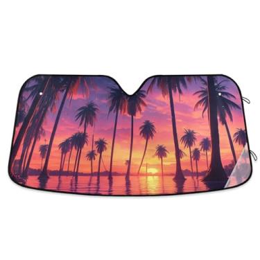 Imagem de Qilmy Para-brisa de carro, lindo cenário de praia, protetor de viseira dobrável mantém a frescura bloqueia raios UV e acessórios para proteger carros, SUVs, caminhões-(L) 632