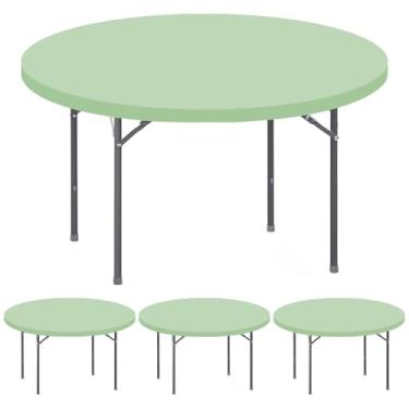 Imagem de Pacote com 4 toalhas de mesa redondas elásticas para mesas de 152 cm, à prova d'água, elástica, lavável, toalha de mesa de piquenique, para ambientes internos e externos, dobrável, para jantar