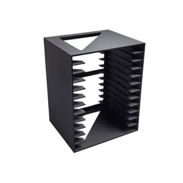 Imagem de Suporte para armazenamento de CDs Prateleira minimalista para CDs e discos de vinil em PP para mesa, ideal para guardar álbuns fotos(Preto)