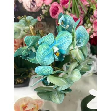 Imagem de WishTip Orquídeas artificial planta em vaso de cerâmica 47 cm orquídea sintética Phalaenopsis arranjo de flores para mesa de escritório em casa, decoração de interiores, fúcsia