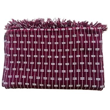 Imagem de Manta Para Sofá Decorativa Algodão Capa(VINHO COM BRANCO)