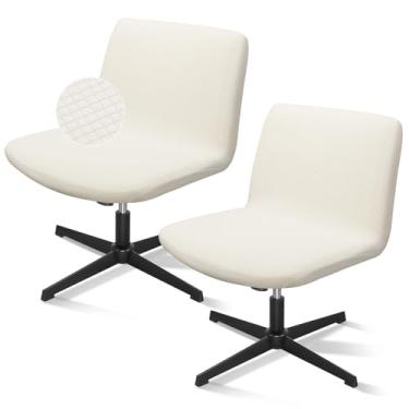 Imagem de Treaful Capa para cadeira cruzada, 2 peças extensíveis de assento largo sem braços para escritório, trabalho, trabalho, pantufa, poltrona, poltrona, elástica, cruzada, para quarto, sala de estar