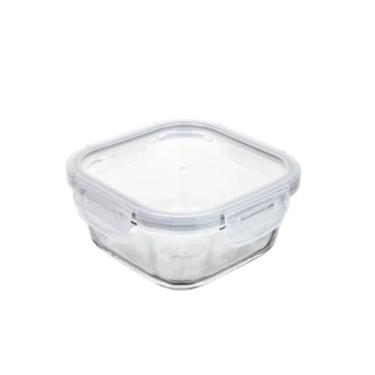 Imagem de Pote Hermético de Vidro Quadrado, 520ml, com Tampa e Vedação em Silicone, 13x6,5cm, para Armazenamento de Alimentos