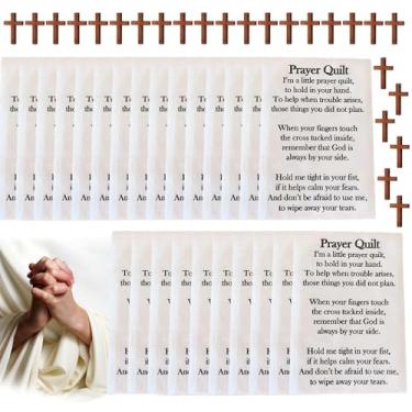 Imagem de Painel de texto de colcha de oração com cruz de madeira - inspirado na fé, tecido pré-impresso para artesanato DIY e lembranças religiosas (25)