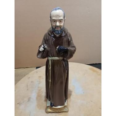 Imagem de Imagem em Gesso Padre Pio em Pé, Estatueta Religiosa, Marrom