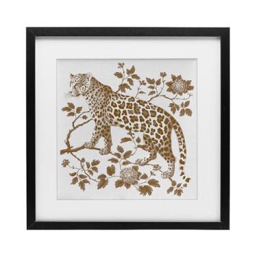 Imagem de Stupell Industries Earthy Details Impressão emoldurada vintage leopardo preto sob vidro, design por Lettered and Lined, 13 x 13