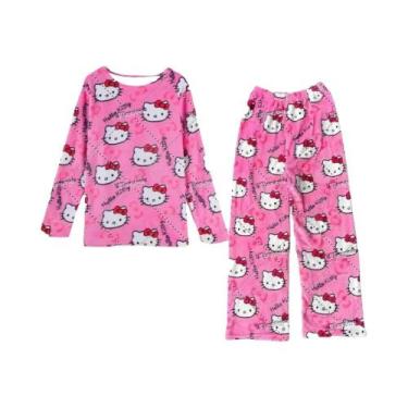 Imagem de Conjunto De Pijamas Femininos Y2K Hello Kitty De Manga Longa, Pijamas 