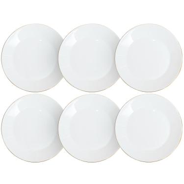 Imagem de Jogo de Pratos de Raso Catarina em Opaline com Fio de Ouro 27cm 6 peças - Hauskraft