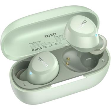 Imagem de TOZO A1 Mini fones de ouvido sem fio Bluetooth 5.3 intra-auriculares com microfone embutido, à prova d'água IPX5, som imersivo, fone de ouvido com conexão de longa distância e estojo de carregamento