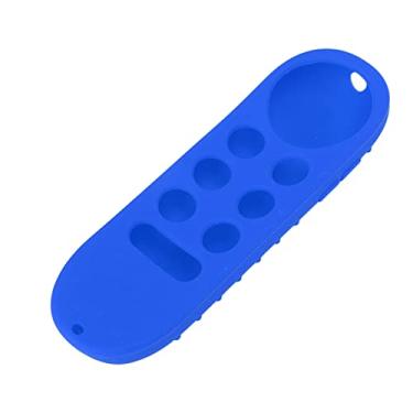 Imagem de Capa de controle remoto de silicone para Chromecast com TV, à prova de choque leve para a pele, com cordão, para fácil aderência e acesso total aos botões (azul)