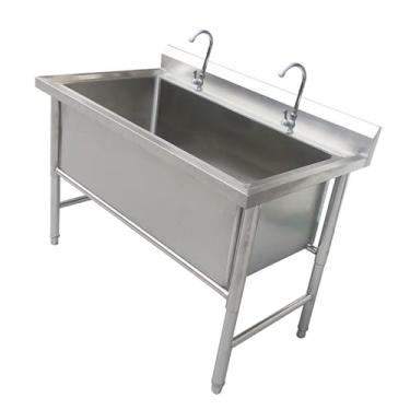 Imagem de Pia de aço inoxidável independente, pia de cozinha com torneira, pia de tigela única grande, pia utilitária para garagem, restaurante, cozinha, lavanderia, ao ar livre (120 cm/47,2 pol.)