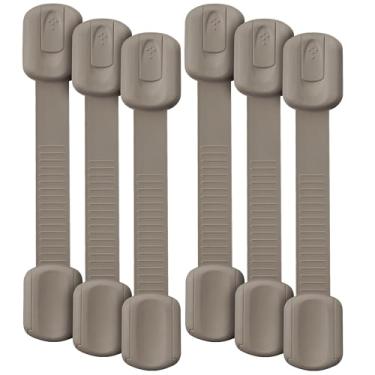 Imagem de Bates- Fechaduras de alça de segurança para crianças, pacote com 6, fechaduras pretas para armário de bebê, fechaduras de vaso sanitário à prova de bebê, fechaduras de gaveta à prova de crianças