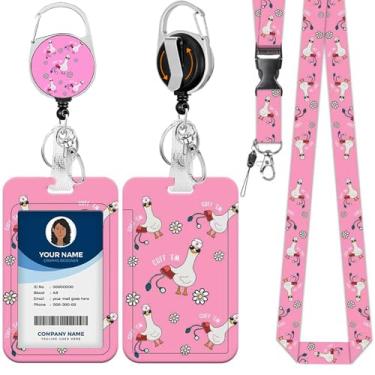 Imagem de Cordão divertido Cuff 'Em Goose Breakaway para crachás de identificação com carretel retrátil e mosquetão, suporte de etiqueta de nome ajustável para professores, enfermeiros, estudantes e