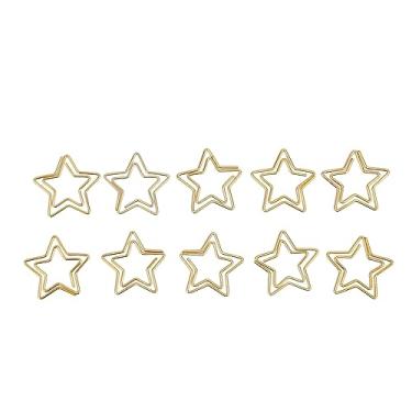 Imagem de 100 peças de clipes de papel Gold Star, material escolar antiderrapante de metal enferrujado, com design lindamente trabalhado para criação de cartões de scrapbook, classificação de documentos