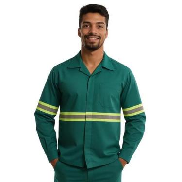 Imagem de Camisa Profissional Aberta Mangas Longas Faixa Refletiva Sitel Neon Ve
