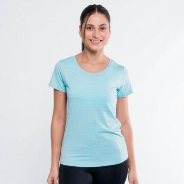 Imagem de Camiseta Poliamida Feminina Marcio May Fitness Vivant Azul Claro, GG, 