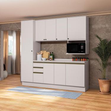 Imagem de Armário de Cozinha Compacta Nicho Micro-ondas 100% MDF 230cm Branco Celeste Kappesberg