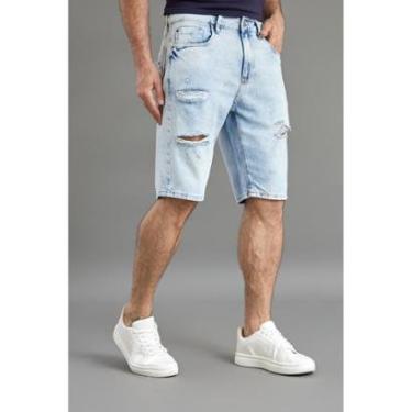 Imagem de Bermuda Jeans Masculina Destroyed Delavê Slim Dialogo-Masculino