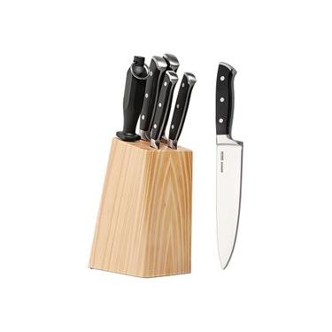 Imagem de Conjunto de Facas com Cepo Brinox Infinity 6 Peças Inox