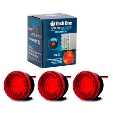 Imagem de Kit 3 Sirene Piezo 6 Tons Com Led Vermelho 12v Marcha Ré Top Universal