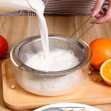 Imagem de Peneira Inox Farelo Bagaço Farinha Nata Massa Afina Alimento Grão Suco