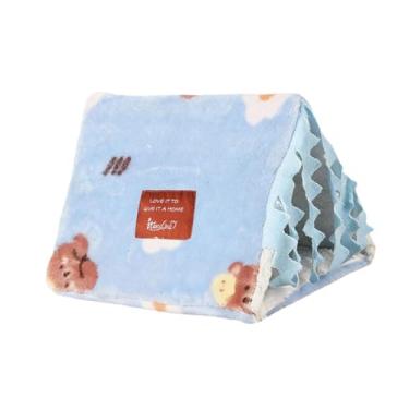 Imagem de KiBcsLic Casinha/Túnel para Porquinho-da-Índia, Lavável e Macia, Esconderijo para Coelhos, Esquilos e Ouriços Brincando, Blue M