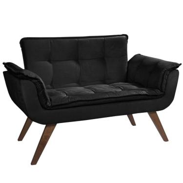 Imagem de Poltrona Namoradeira Orion 2 Lugares Base Palito Preto