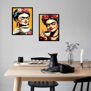Imagem de Kit 2 Quadros Cozinha Cantinho Do Café Frida 45X34Cm - Vidro