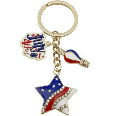 Imagem de Chaveiro Creative 4 de julho USA Flag Star Zinc Alloy - Yiweisai